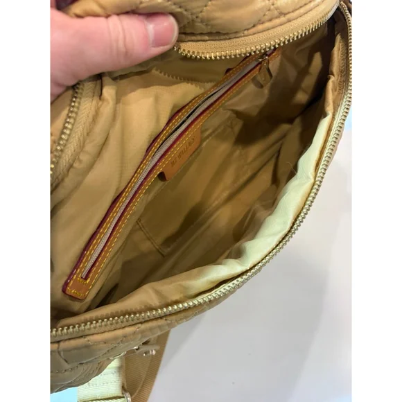 MZ Wallace Quilted Nylon Belt Bag Crossbody Tan Travel Lightweight - Picture 5 of 8